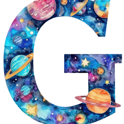 (369-07) Space Galaxy Monogram Letter All Letters A-Z Numbers 0-9