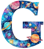 (s369-7) Space Galaxy Monogram Letter All Letters A-Z Numbers 0-9