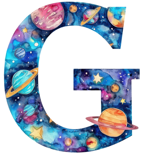 (s369-7) Space Galaxy Monogram Letter All Letters A-Z Numbers 0-9