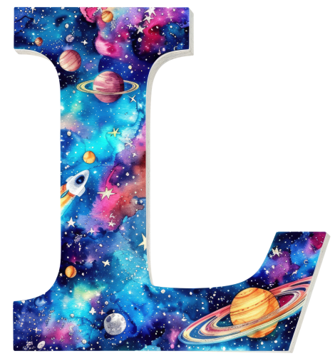 (s369-7) Space Galaxy Monogram Letter All Letters A-Z Numbers 0-9