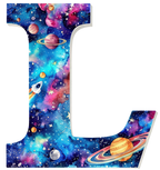 (s369-7) Space Galaxy Monogram Letter All Letters A-Z Numbers 0-9