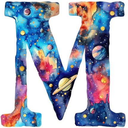 (369-07) Space Galaxy Monogram Letter All Letters A-Z Numbers 0-9