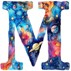 (s369-7) Space Galaxy Monogram Letter All Letters A-Z Numbers 0-9