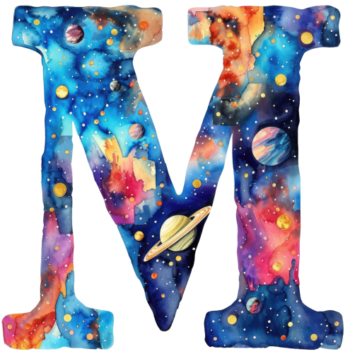 (s369-7) Space Galaxy Monogram Letter All Letters A-Z Numbers 0-9