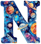 (s369-7) Space Galaxy Monogram Letter All Letters A-Z Numbers 0-9