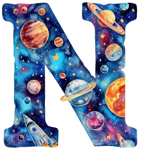 (s369-7) Space Galaxy Monogram Letter All Letters A-Z Numbers 0-9