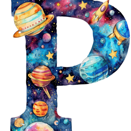(369-07) Space Galaxy Monogram Letter All Letters A-Z Numbers 0-9