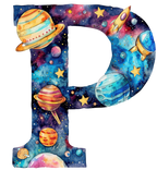 (s369-7) Space Galaxy Monogram Letter All Letters A-Z Numbers 0-9