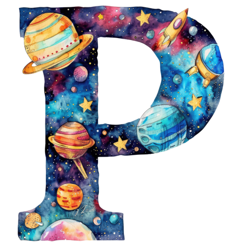 (s369-7) Space Galaxy Monogram Letter All Letters A-Z Numbers 0-9