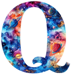(s369-7) Space Galaxy Monogram Letter All Letters A-Z Numbers 0-9