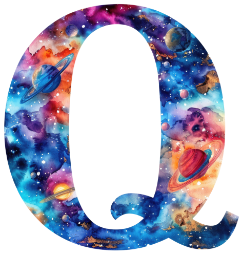 (s369-7) Space Galaxy Monogram Letter All Letters A-Z Numbers 0-9