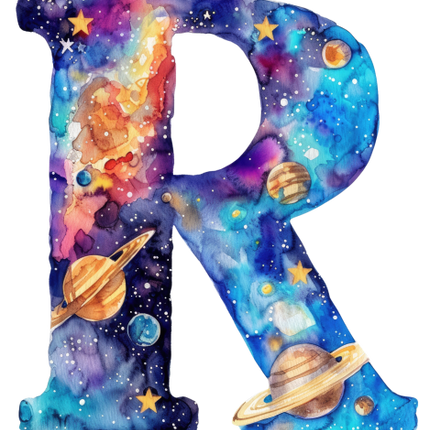 (369-07) Space Galaxy Monogram Letter All Letters A-Z Numbers 0-9