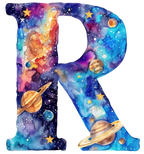 (s369-7) Space Galaxy Monogram Letter All Letters A-Z Numbers 0-9