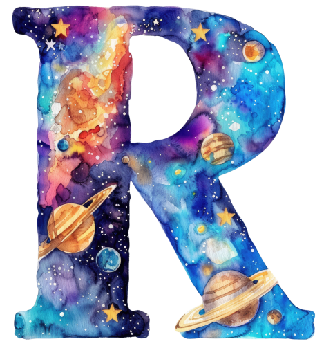(s369-7) Space Galaxy Monogram Letter All Letters A-Z Numbers 0-9