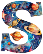 (s369-7) Space Galaxy Monogram Letter All Letters A-Z Numbers 0-9