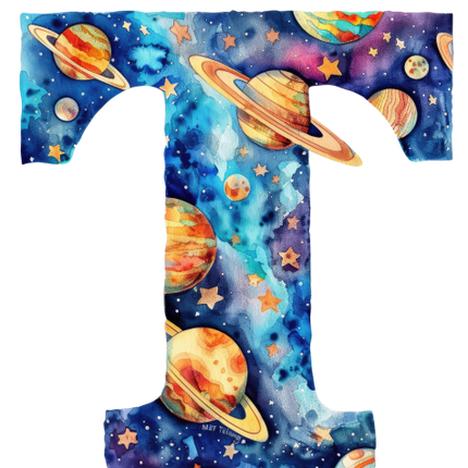 (369-07) Space Galaxy Monogram Letter All Letters A-Z Numbers 0-9