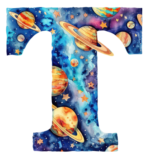 (s369-7) Space Galaxy Monogram Letter All Letters A-Z Numbers 0-9