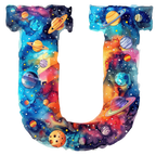 (s369-7) Space Galaxy Monogram Letter All Letters A-Z Numbers 0-9