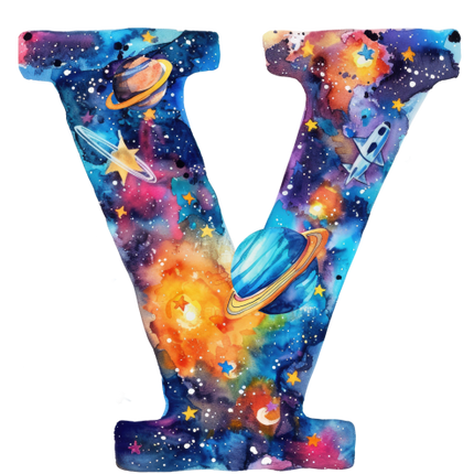 (369-07) Space Galaxy Monogram Letter All Letters A-Z Numbers 0-9