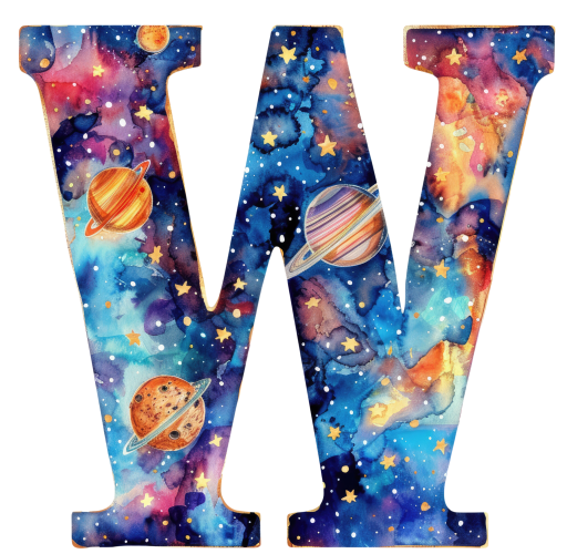 (s369-7) Space Galaxy Monogram Letter All Letters A-Z Numbers 0-9