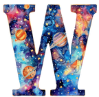 (s369-7) Space Galaxy Monogram Letter All Letters A-Z Numbers 0-9