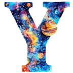 (s369-7) Space Galaxy Monogram Letter All Letters A-Z Numbers 0-9