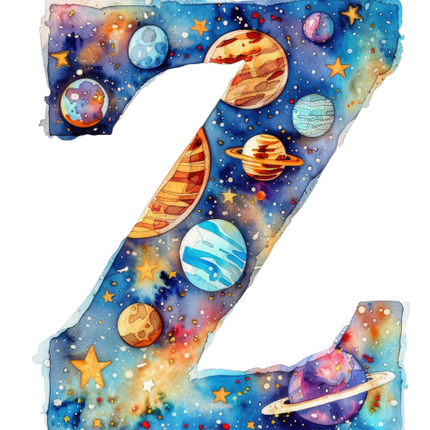 (369-07) Space Galaxy Monogram Letter All Letters A-Z Numbers 0-9