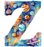 (s369-7) Space Galaxy Monogram Letter All Letters A-Z Numbers 0-9
