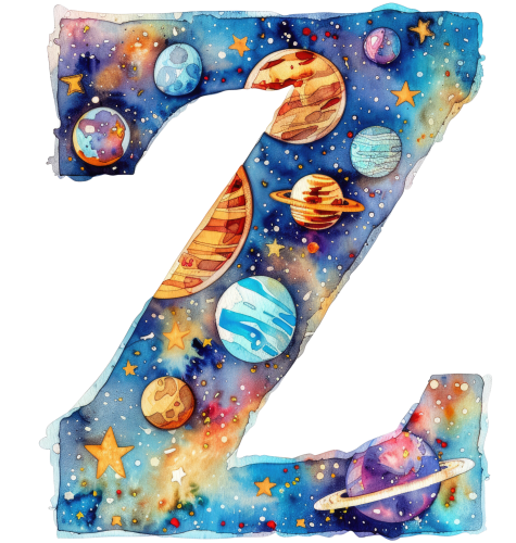 (s369-7) Space Galaxy Monogram Letter All Letters A-Z Numbers 0-9