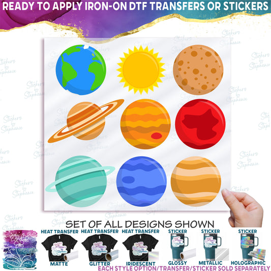 (s369-S3) Set of 9 Earth, Sun and Planets
