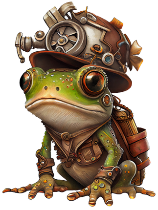 (s372-1-A)  Steampunk Frog