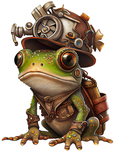 (s372-1-A)  Steampunk Frog