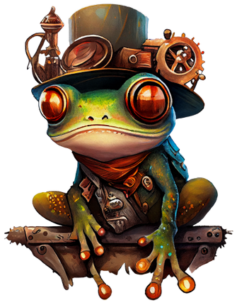 (s372-1-B)  Steampunk Frog