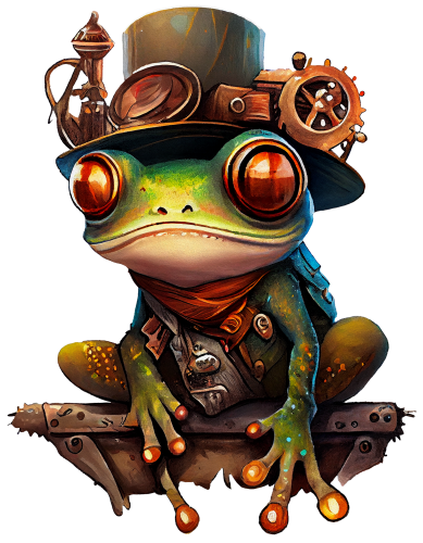 (s372-1-B)  Steampunk Frog