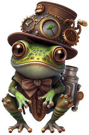(s372-1-E)  Steampunk Frog