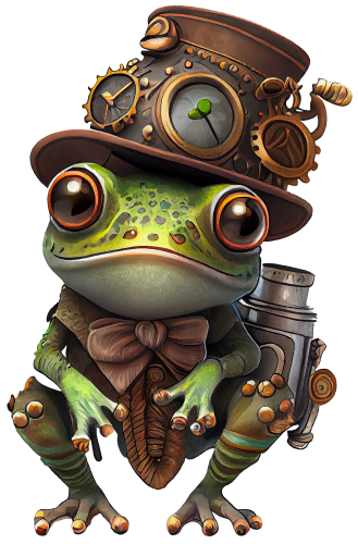 (s372-1-E)  Steampunk Frog