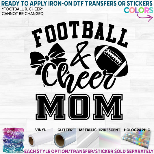 (s373) Football & Cheer Mom Family Squad Printed Heat Transfer or Sticker