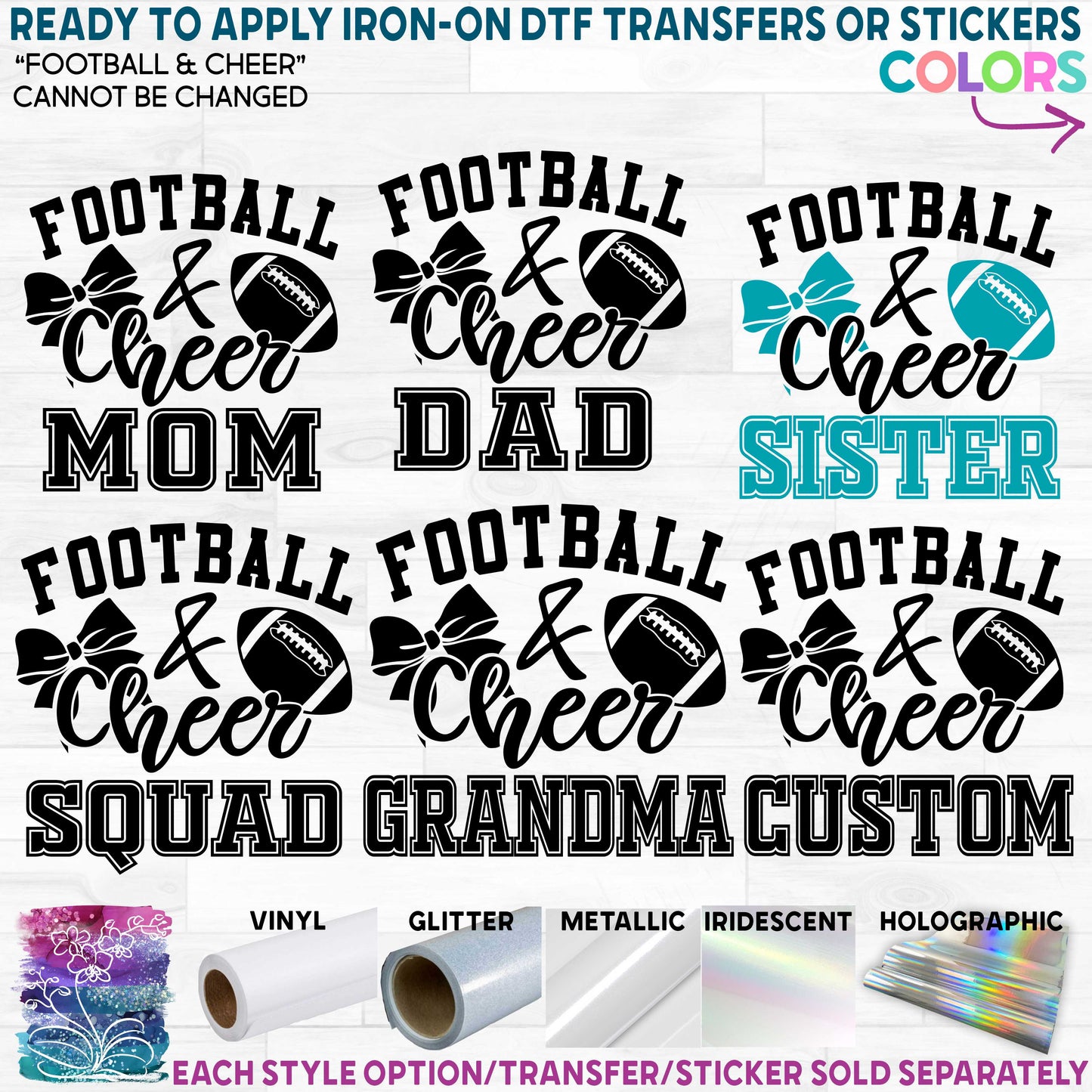 (s373) Football & Cheer Mom Family Squad Custom Text