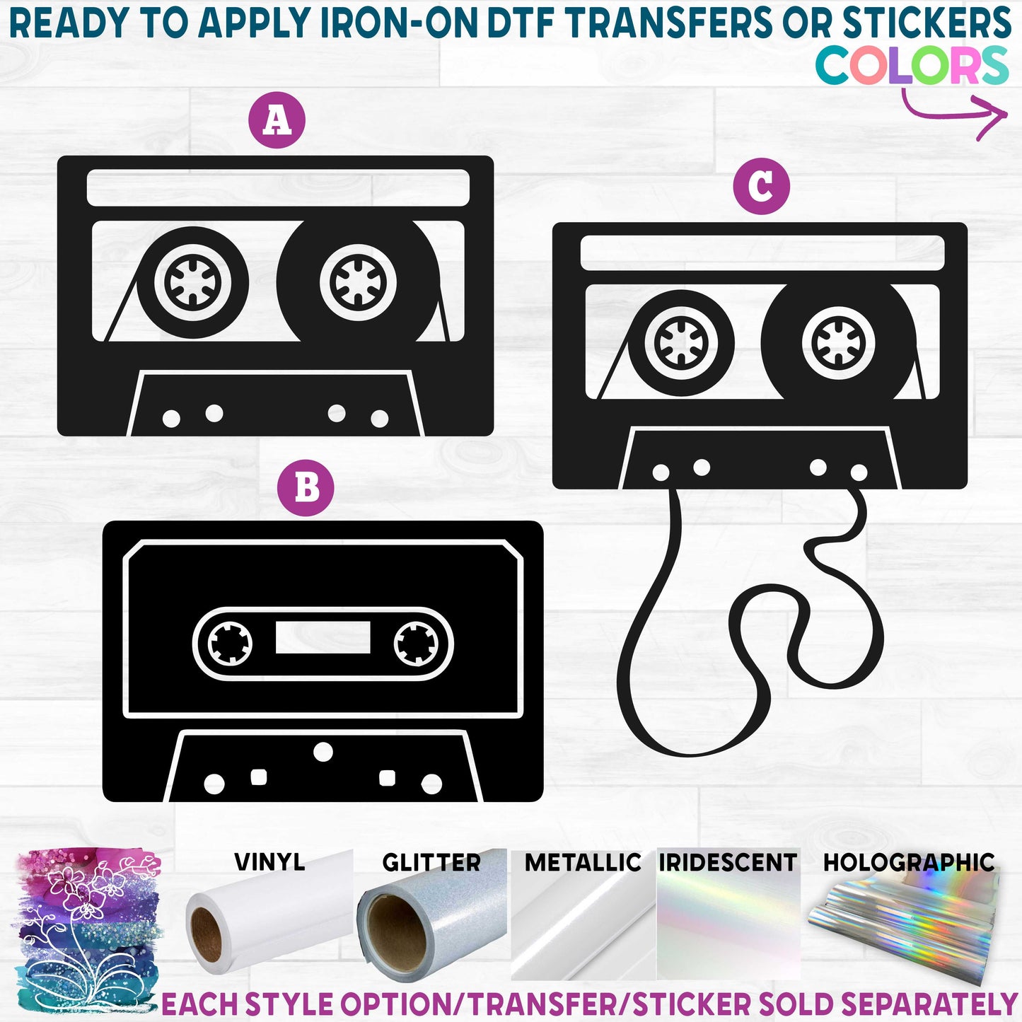 (s375) Cassette Tape Tapes Silhouette