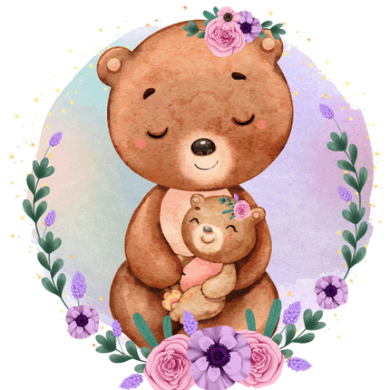 (s376-B) Mama & Baby Bear Flowers