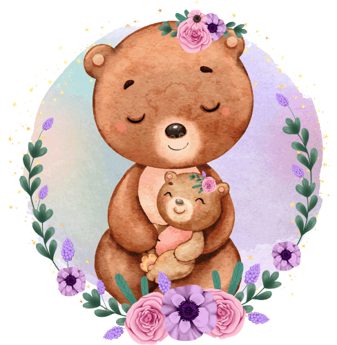 (s376-B) Mama & Baby Bear Flowers