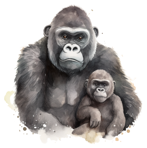 (s376-L) Mama & Baby Gorilla