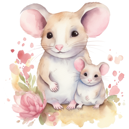 (s376-1O) Mama & Baby Mouse