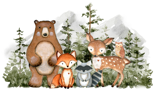 (s379-1-I) Forest Woodland Animals Group