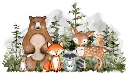 (s379-1-J) Forest Woodland Animals Group