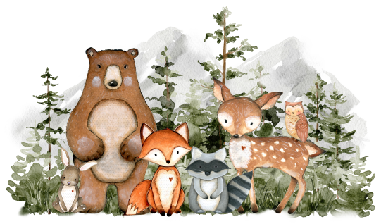 (s379-1-J) Forest Woodland Animals Group