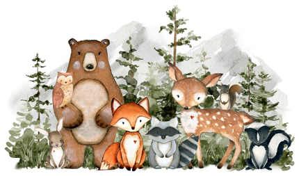 (s379-1-L) Forest Woodland Animals Group