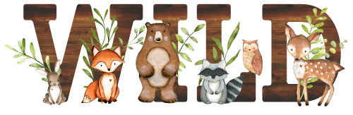 (s379-2) Forest Woodland Animals Group Wild