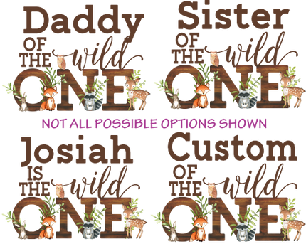(s379-3) Wild One Baby Forest Animals Family Custom Collection