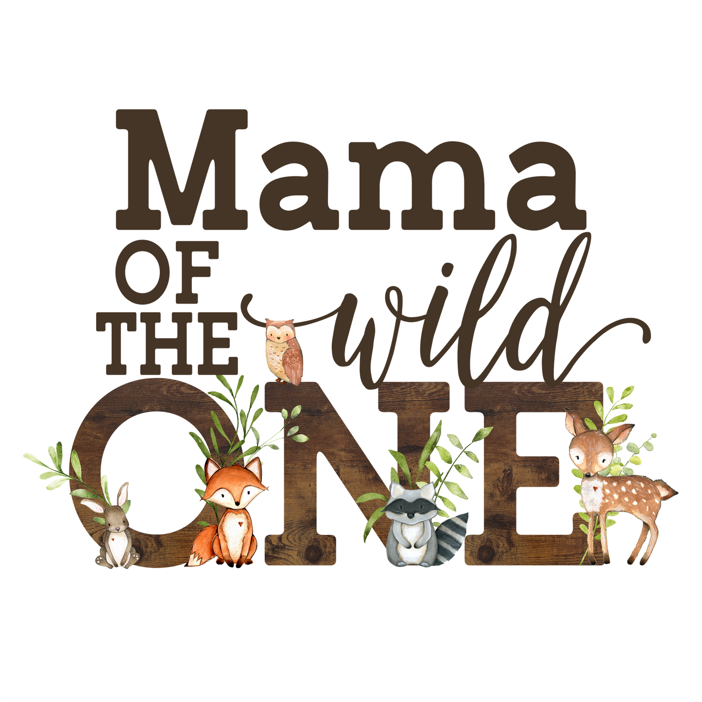 (s379-3) Wild One Baby Forest Animals Family Custom Text